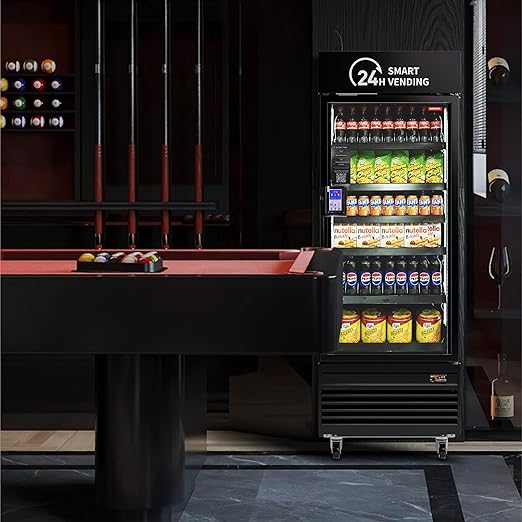 HAHA Smart Vending DC-542D Combo Vending Machine,Smart Refrigerated Beverage Vending Machine with Touch Card Reader - Capacity 378 Bottles (Black, AI Pro)
