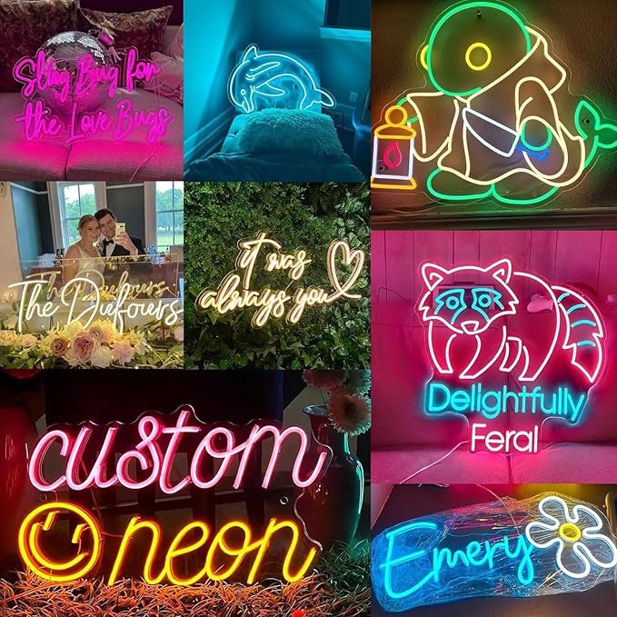 Custom Neon Sign Personalised Neon Signs for Wedding Parties Business Wall Decor Custom Neon Signs Images Neon Lighting Customized