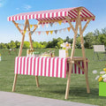 Outdoor Vendor Cart, Portable Cart with Canopy, Movable Stall Display Stand, Foldable Vending Stand Kiosk Display Trolley with Canopy, for Market, Street Food, Events(Pink 1,120cm/47.2in)