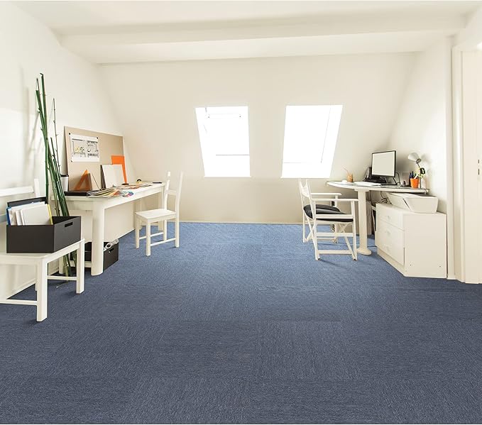 Mohawk Basics 24" x 24" Berber (Loop pile), 0.07" Pile Height, Carpet Tile, PET Fiber, Ocean Tide Color, (24 Tiles), (96 sqft/carton)