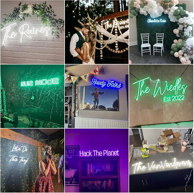 Custom Neon Signs,Personalized Dimmable LED Neon Signs for Family Birthday Bar Wedding Party Night Light&Company Logo or Business Sign,Birthday Gift Neon Light(Optional 18" to 60"Length)