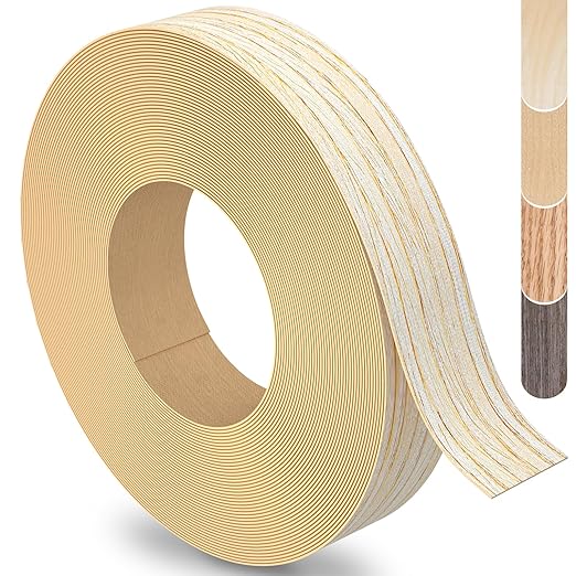 White Oak Edge Banding, 13/16 inch x 250ft roll of Veneer Edge Banding, Pre-glued Flexible Real Wood Tape Banding for Cabinet Repair Furniture Restoration