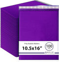 Purple 10.5x16 Inch Poly Bubble Mailers #5 | Self Seal Large Padded Envelopes | Air Cushioned Bubble Mailer | Usable Size 10.5x15 Inch | Waterproof Lightweight Mailing Shipping Bags | 100 Pack Bulk