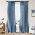 Linen Stone Blue Curtains 108 inch Living Room Back Tab Light Filtering Semi Sheer Drapes Modern Simplicity Farmhouse Coastal Decor for Floor to Ceiling High Window 52x108,2 Panels