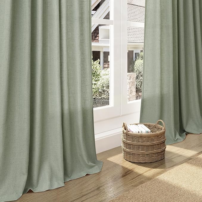 Nanspring Desert Sage Curtains 72 Inch Length for Living Room Semi Sheer Light Filtering Door Drapes 2 Panels Set for Kids Bedroom Light Filtering Back Tab Rod Pocket Modern Farmhouse Decor 52x72