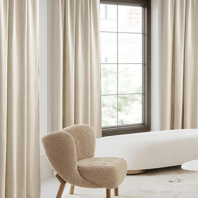 NICETOWN Jacquard Linen Curtains 84 inch Length 2 Panels, Waffle Weave Privacy with Light Filtering Window Treatments for Bedroom, W52 x L84, 2 Panels