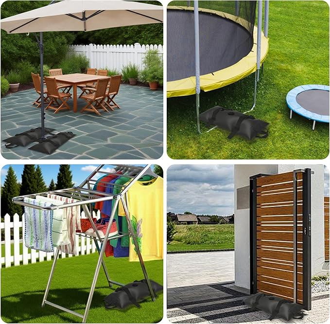 Umbrella Base Water Weight Set of 4, Patio Fillable Water Bags for Weight, Heavy Duty Furniture Outdoor Weights to Hold Down Umbrella Stand Patio Garden Backyard Black (4-PCS)