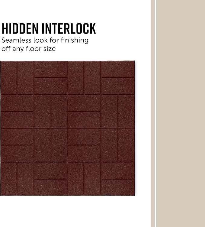 Playsafer Brick Rubber Interlocking Tiles | 16 X 16 | Easy Install for Indoor and Outdoor Use (Red, 10 Tiles)