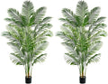 2 Pack Artificial Palm Tree 7FT Artificial Plants Indoor Tropical Fake Palm Tree Areca Floor Plant in Black Pot with 18 Trunks & Real Bark Design, Faux Palm Plant for Outdoor Patio Home Office Decor