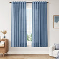 Nanspring Stone Blue Linen Curtains 63 Inches Long 2 Panel Sets for Living Room Bedroom Rod Pocket Back Tab Light Filtering Drape for Kitchen Window Short Protect Privacy Curtain 52x63