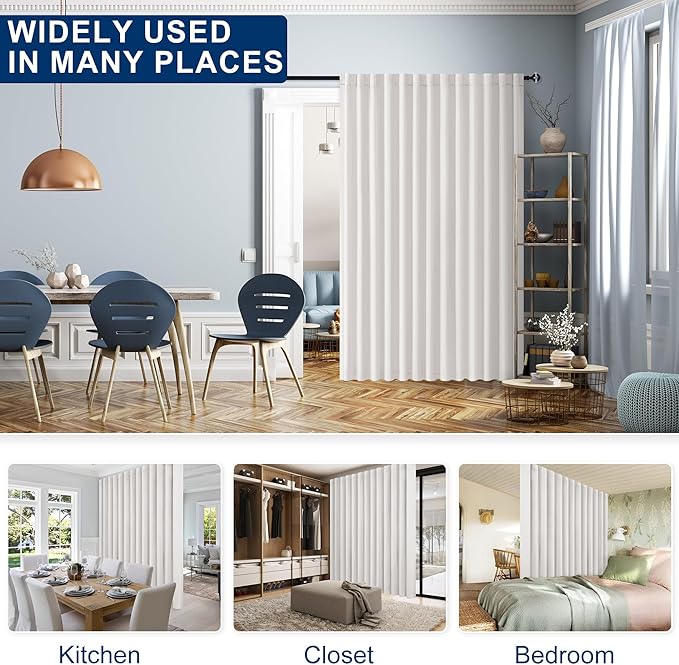 Hiasan Room Divider Curtains Patio Sliding Door Blackout Curtain Privacy Room Thermal Insulated Noise Reduction Panel with Back Tab & Rod Pocket for Bedroom Partition(80 x 84 Inches, Ivory)