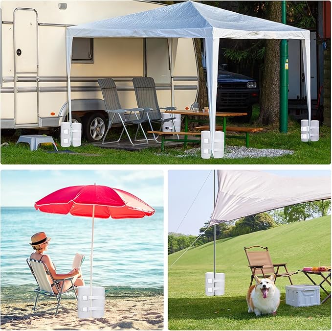 Extra Large 320 lbs White Sandbags Weight Bags for Pop up Canopy Tent, 1680D Heavy Duty Leg Weights Sand Bags Perfectly Matched with White Canopy/Gazebo/Patio Umbrellas, Set of 4