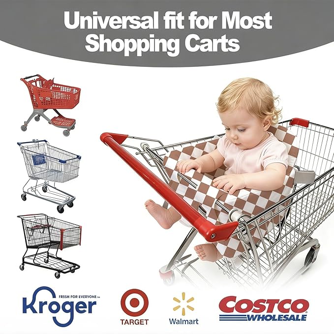 Padded Shopping Cart Cover for Baby Boy & Girl, High Chair Cover for Restaurant Seat, Machine Washable Infant Toddler Buggy Seat Cover (Checkered)