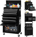 Bonusall 8-Drawer Rolling Tool Chest and Cabinet Combo,Heavy-Duty Metal Garage Tool Chest with Wheels,2-in-1 Top Chest and Roller Cabinet Combo for Garage, Workshop, Warehouse, Black