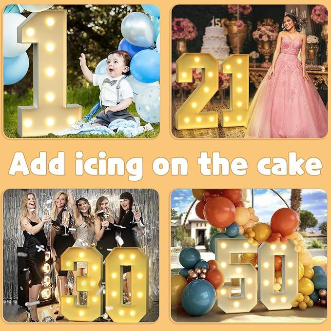imprsv 3FT Light Up Numbers, Marquee Numbers 5 for 15th 50th Birthday Decorations Anniversary Party Decor, Marquee Light up Letters, Pre-Cut Foam Board Kit