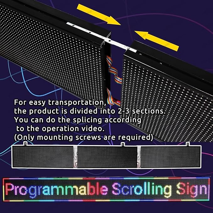 XSGD P10 Scrolling LED Sign WiFi Programmable LED Display, Outdoor IP65 Waterproof Digital Message Display Board, Customizable Neon Sign Open Signs for Business Advertising Store Restaurants 77"X14"