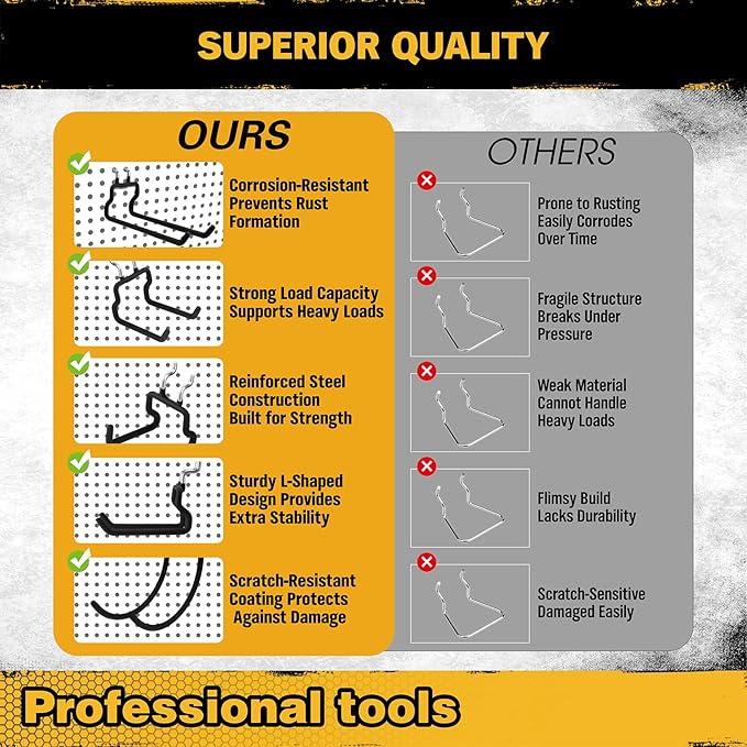 ELEAD 17PCS Pegboard Hooks with Peg-Board Bins Accessories: Heavy Duty Pegboard Drill Holder, Pegboard Accessories Organizer for Organizing Various Tools in Garage Home Craft Room