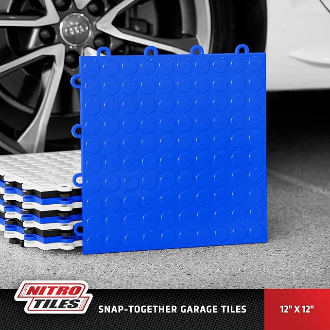 IncStores FlooringInc's Nitro 12"x12" Snap-Together Garage Flooring Tiles, Non-Slip Interlocking Plastic Floor Mat, Garage Organization & Storage, Coin Pattern, Harley Orange, 52 Tiles, 52 Sq/Ft