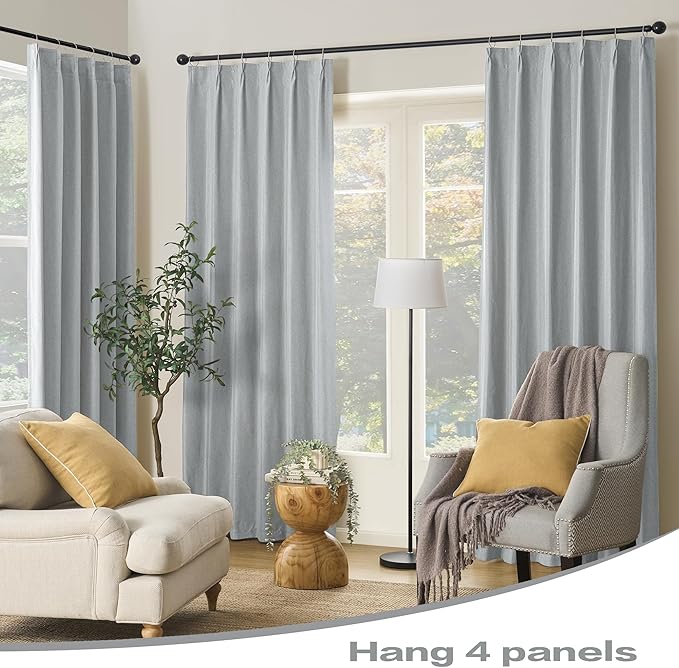 Light Grey Pinch Pleated Blackout Curtains 84 Inch Long, Accordion Style Thermal Insulated Drapes with Hooks, Back Tab Ceiling Traverse Curtains for Living Room,40x84, 2 Panels