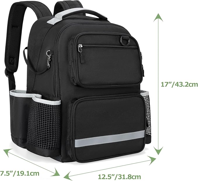 Cleaning Backpack with Bottom Plate & Waterproof Bottom, Large Supplies Bag with Multiple Pockets for Housekeeping Tools, Cleaning Products Caddy Organizer for Home & Car