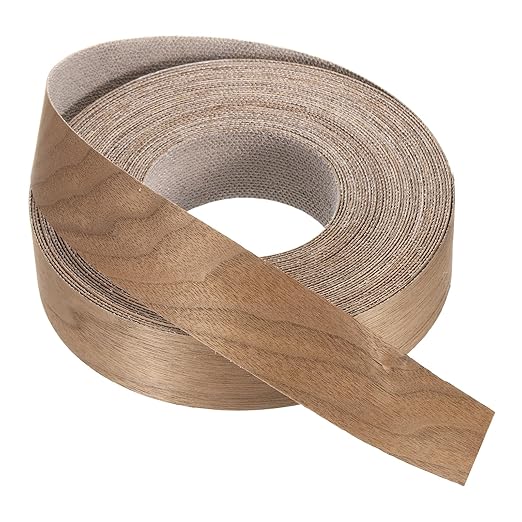PATIKIL Walnut Edge Banding, 1 1/2 in x 49.2 ft Wood Veneer Tape, Pre-glued Flexible