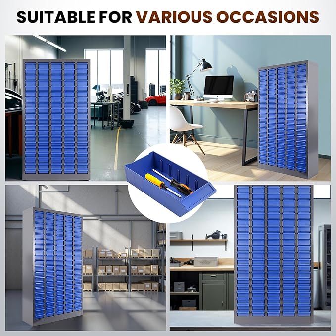 100-Drawer Part Cabinet Bolt and Nut Tool Storage Cabinet,ABS Material Hardware Organizer, Nuts and Bolts Organizer Bolt Bin with Shelfs and Labels, Screw Bolt Bins Organizer for Shop