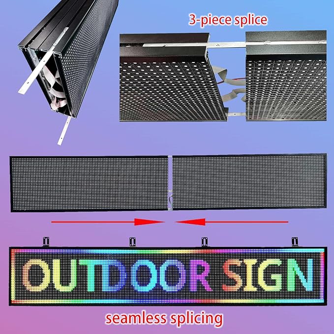 P10 Programmable Led Sign Display Digital Open Sign Custom Banner Outdoor Signs For Businesses Advertising Message Board Word Light Wifi Control High Brightness Neon 115"X14"