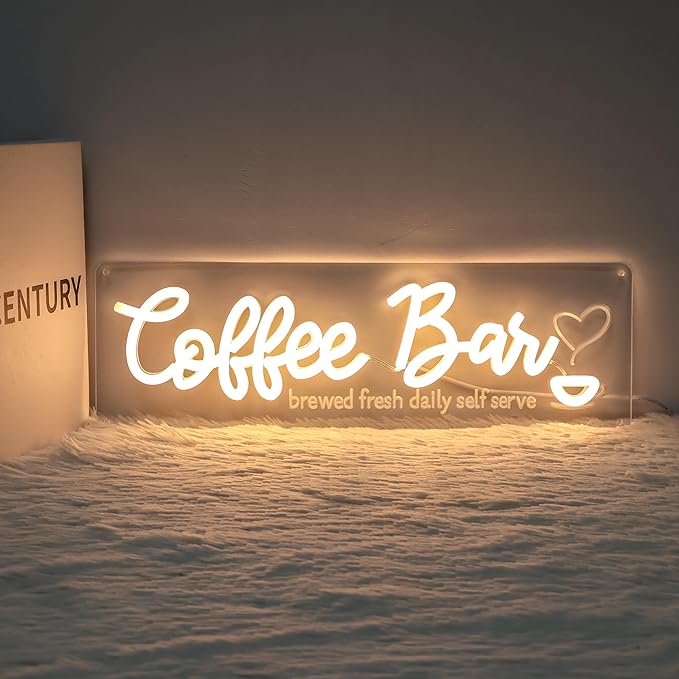 Coffee Bar Neon Sign with Timer Remote Dimmer, Warm White LED Coffee Light for Cafe Shop Station Home Kitchen Bar Cart Event Area Party Gift for Lover Friends Family - Warm White 3