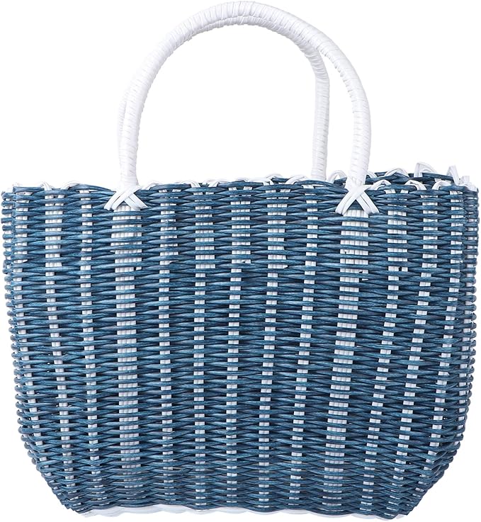 Basket Woven Tote Bag with Handle Large Capacity Shopping Tote Reusable Grocery Shopping Bag for Home, Travel and Shopping