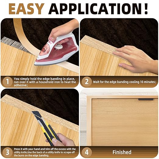 GSCIT Club Wood Veneer, 8 inch x 50ft Maple Edge Banding Preglued Flexible, Veneer Tape Banding for Cabinet Repair Furniture Restoration