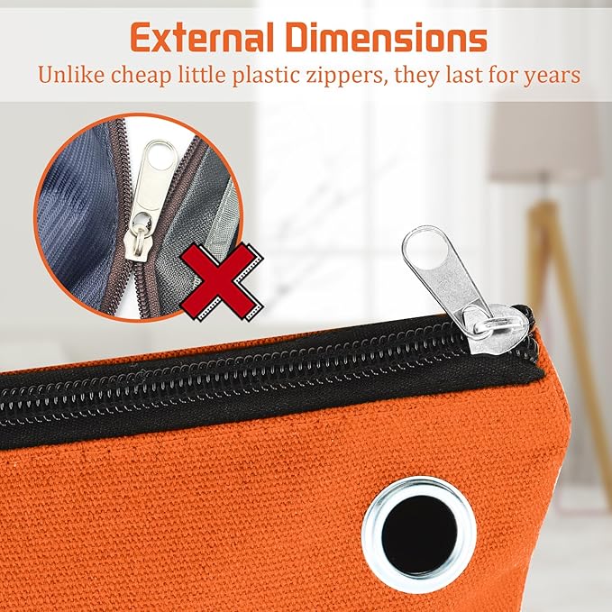 4 Pcs Interoffice Mailer Canvas Transit Sack Zipper Bag 18" x 14" Large Zipper Pouch with Grommet Interoffice Mail Bag (Orange)