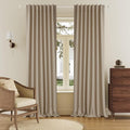 DUALIFE Taupe Linen Blackout Curtains 132 Inch Length 2 Panels Set for Living Room Bedroom Back Tab Thermal Insulated 100% Black Out Linen Drapes 11 ft Window Curtains 132 Inches Long