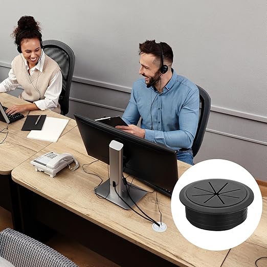 uxcell 4 Pcs Desk Grommet, 2.36 inch 60mm Desk Cable Hole Cover Wire Hole Insert for Home Office Table Cabinet Cord Organizer, Black