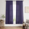 Purple Linen Curtains 72 Inch Long for Living Room Bedroom Lightweight Door Drapes 2 Panels Set, Semi Sheer Light Filtering Back Tab or Rod Pocket Curtain,52x72