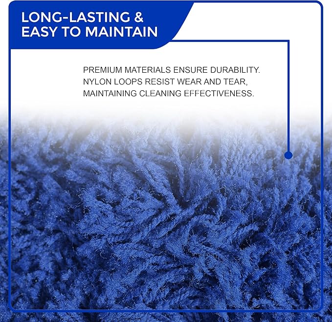 Nine Forty 2-Pack 18-Inch Premium Nylon Dust Mop Replacement Head - Heavy Duty Refill for Industrial, Commercial, and Residential Cleaning - Dry Floor Duster for Hardwood Surfaces - Blue (2-Pack)