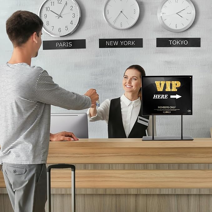 Zhengmy Tabletop Sign Holder with Flat Base Double Sided Countertop Sign Holder Desktop Display Stand Metal Poster Display Stand for Office Store Restaurant Hotels, Black(11" X 8.5",Horizontal,1 Pcs)