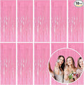 10 Pack Foil Curtain Pink Backdrop Streamers Metallic Tinsel Fringe Curtains Photo Booth Props for Birthday Wedding Engagement Bachelorette Christmas Holiday Celebration Party Decorations