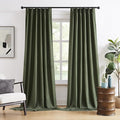 102 Inch Pinch Pleated Drapes 2 Panels Set, Back Tab Ceiling Curtains for Track System, Privacy Assured Thermal Insulated Curtains for Living Room Dining Room,40 by 102 Inches Long, Olive Green