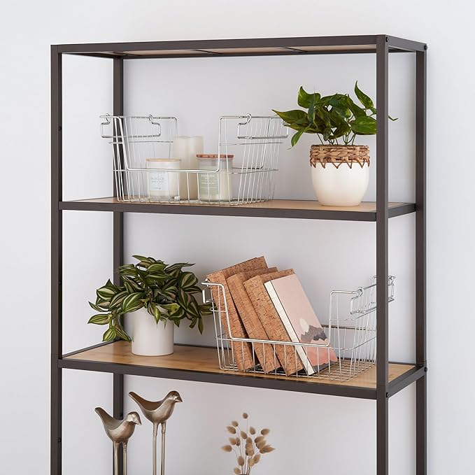 TRINITY 2-Pack Stackable Metal Wire Storage Baskets With Handles, EcoStorage Chrome, 14 Inches