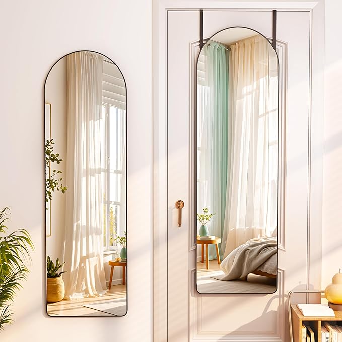 Hasipu Door Mirror Full Length, 47.2 x 15.7 Inch Full Body Wall Mirror Over The Door Hanging Mirror for Bedroom, Living Room, Cloakroom（Black）