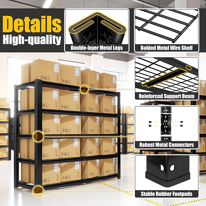 PrimeZone 72" H Heavy Duty Garage Shelving 2500 LBS 5 Tier Storage Shelves Adjustable Industrial Metal Wire Shelf Unit for Garage,Basement,Pantry,Warehouse,Commercial,48" W X 24" D X 72" H 3Pack