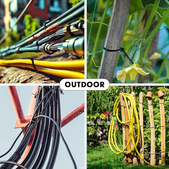 Zip Ties, KAMOTA 1500pcs 14 Inch Heavy Duty Self-Locking Nylon Zip Ties, Black Cable Ties with 50lb Tensile Strength, UV Resistant Cable Tie for Indoor and Outdoor Use