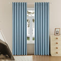 DUALIFE Faux Linen Blackout Slate Blue Curtains 80 Inch Long,Farmhouse Back Tab Rod Pocket Curtains Room Darkening Thermal Insulated Drapes for Bedroom Living Room,W50 x L80,2 Panels Stone Blue