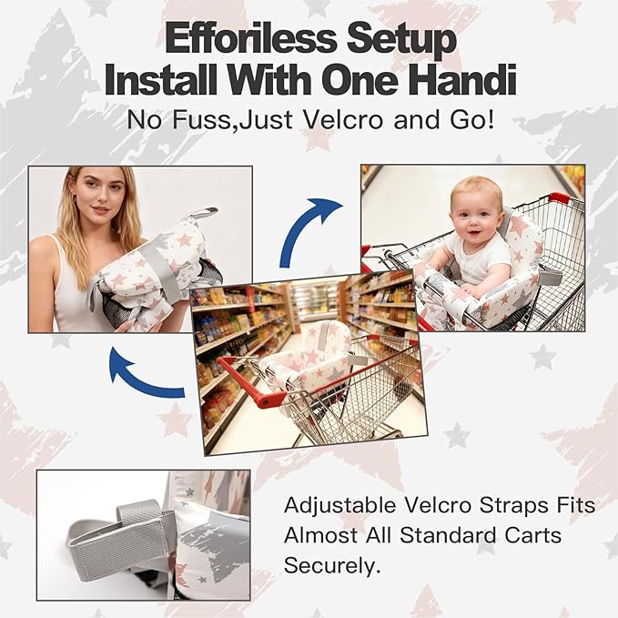 Padded Shopping Cart Cover for Baby Boy & Girl, High Chair Cover for Restaurant Seat, Machine Washable Infant Toddler Buggy Seat Cover(Star)