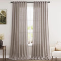 Extra Long Curtain 108 Inches Long 2 Panels Set Back Tab Brownish Grey Linen Drapes for Living Room Neutral Farmhouse Light Filtering Semi Sheer Linen Curtains 108 Inch Length for Large Window 9 FT