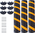 3 Pack 6FT Speed Bumps for Road, Heavy Duty 25,000 Lbs Capacity Traffic Rubber Speed Humps with 2 Channel Floor Cord Cover for Asphalt Concrete Gravel Cable Protector Ramp