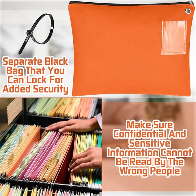 4 Pcs Interoffice Mailer Canvas Transit Sack Zipper Bag 18" x 14" Large Zipper Pouch with Grommet Interoffice Mail Bag (Orange)