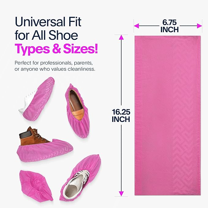 Premium Disposable Boot & Shoe Covers Booties | 50 Pack | Durable, Non-Slip, Non-Toxic, Water Resistant, Recyclable Protectors for Indoor & Outdoor | Large Size Fits Most Shoes