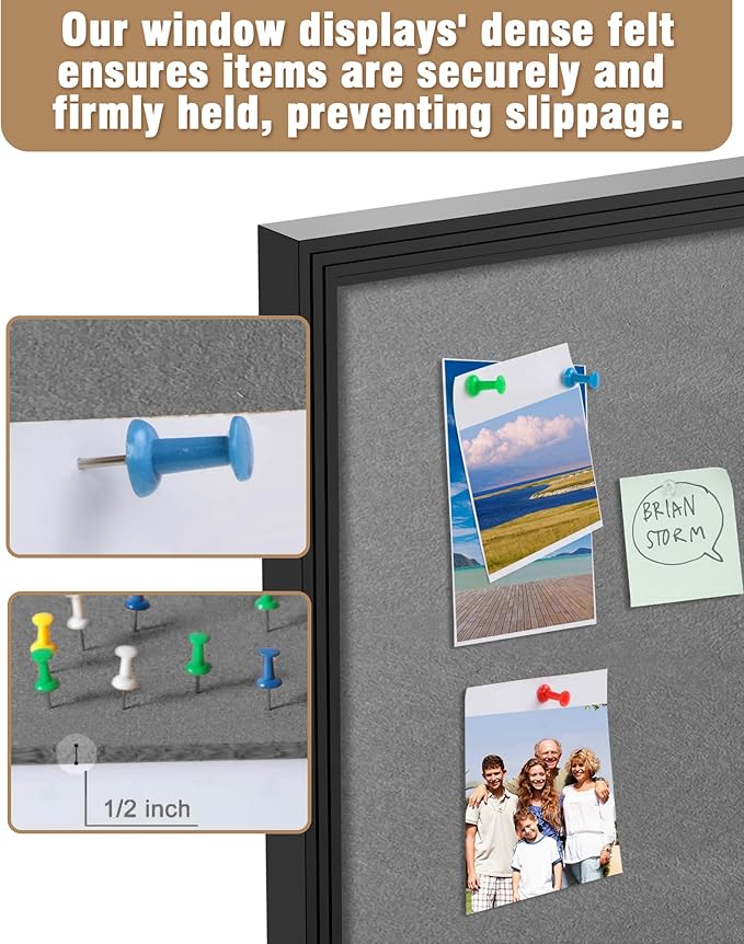 Mifuro 36"x24" Enclosed Bulletin Board, Outdoor Lockable Weather-Resistant Aluminum Cork Noticeboard for School & Office, Black Frame w/Grey Flet