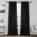 Black Linen Curtains 96 inches Long for Bedroom Back Tab Light Filtering Privacy Sheer Curtains 2 Panel Set Farmhouse Coastal Decor Cotton Textured Gauze Curtain 38x96 for Door Window Living Room